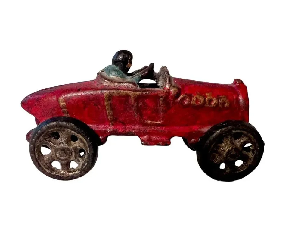 Antique AC Williams Race Car 1920’s Cast Iron Boat Tail Red Racer Race Car EC